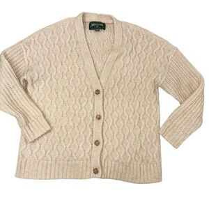 Vintage American Eagle Sweater Ivory oversized Cardigan Knit Y2K 90s Sz XS